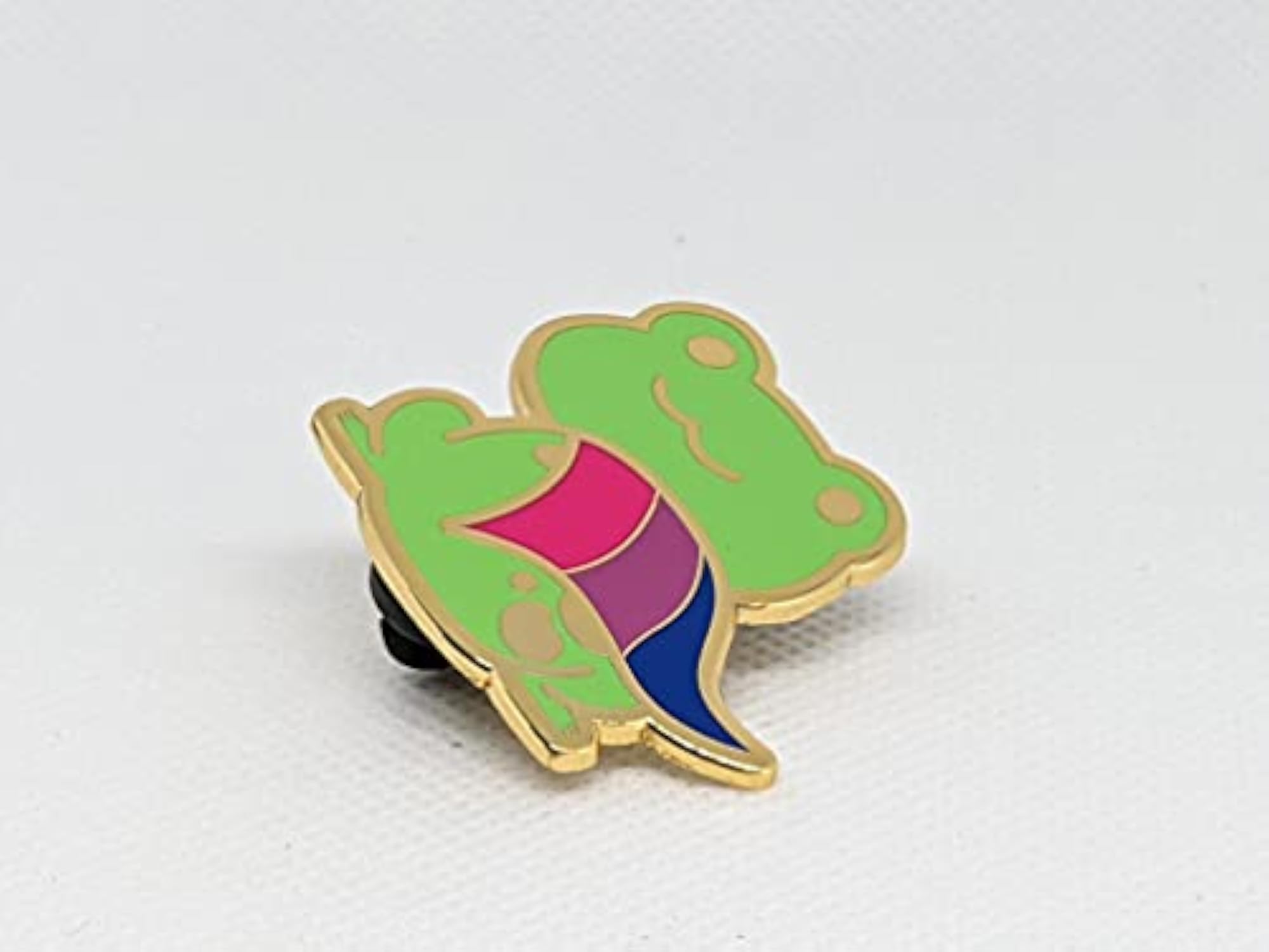 Bisexual Pride Chibi Superhero Frog Enamel Pin, Subtle Pride Jewelry